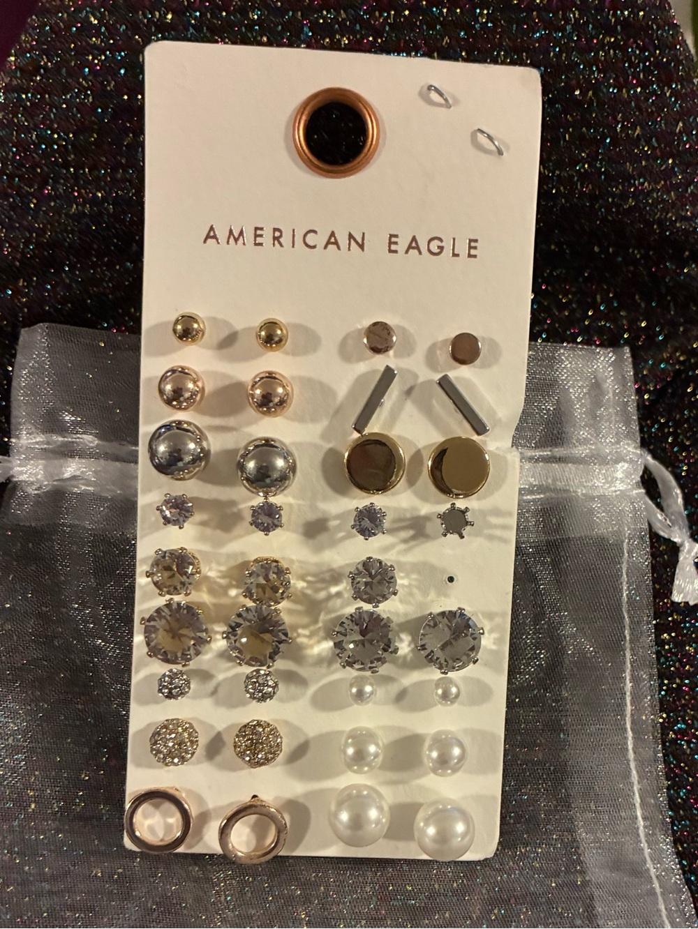 American Eagle Set of Twelve Pair -Stud Earrings
